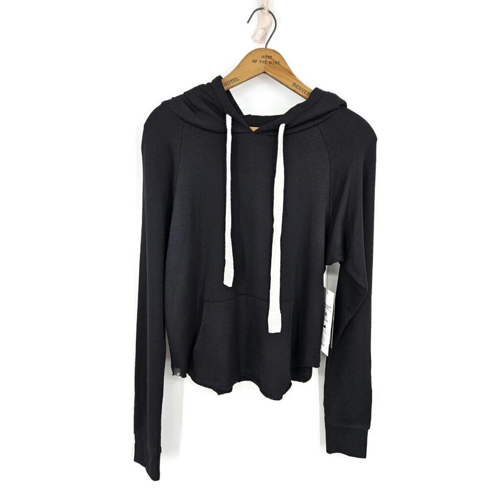 New Glyder Rockie Hoodie Sweatshirt Womens XS Crop Black Pullover Pocket - Picture 2 of 7